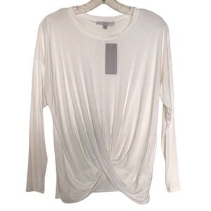 NWT GAZE Twist Front Blouse Long Sleeve. Small. Off white/Ivory.